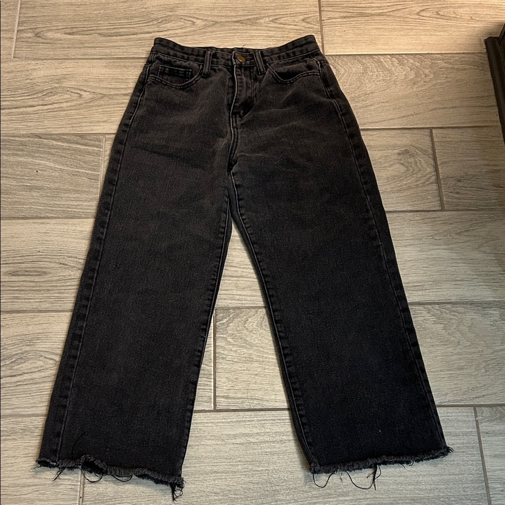 Princess Polly Black Frayed Hem Jeans